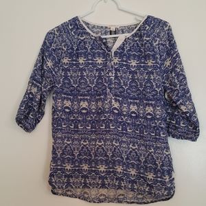 Jcrew Girls Blue Batik Print shirt